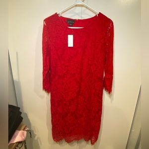 Red Formal Knee Length Petite Women Dress NWT